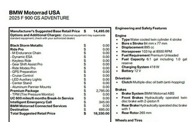 2025 BMW F 900 GS Adventure