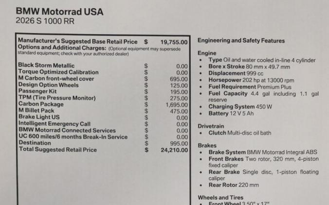 2026 BMW Motorrad S 1000 RR