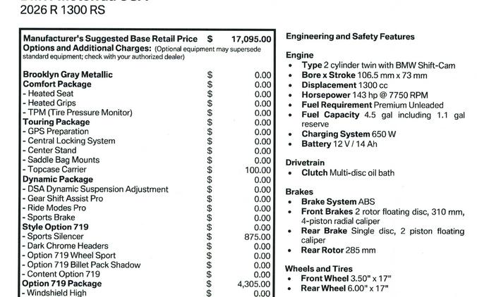 New 2026 BMW R1300 RS