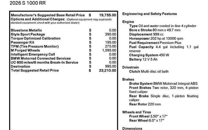 New 2026 BMW S 1000 RR