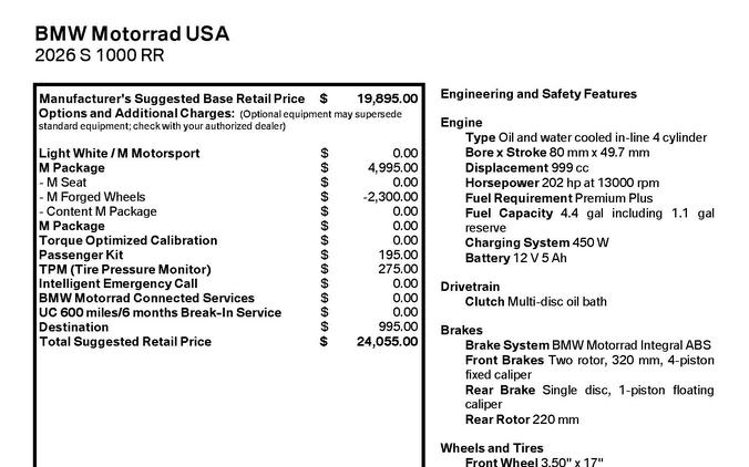 New 2026 BMW S 1000 RR