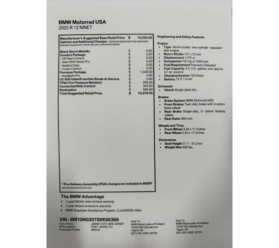 2025 BMW R 12 nineT - BLACK STORM METALLIC
