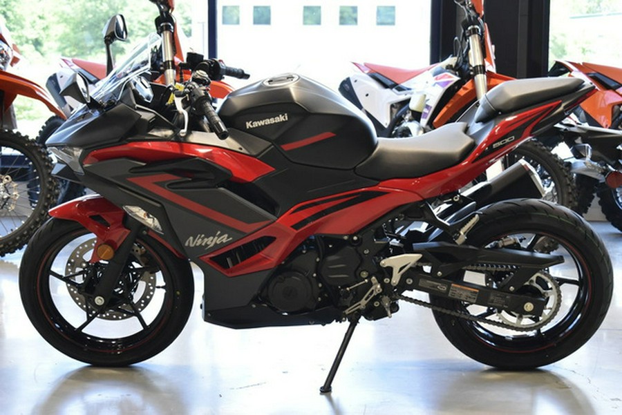 2025 Kawasaki Ninja 500 ABS Passion Red/Metallic Flat Spark Bla