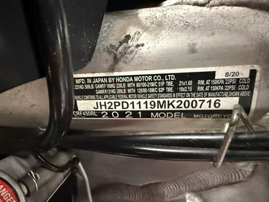 2021 Honda CRF450RL