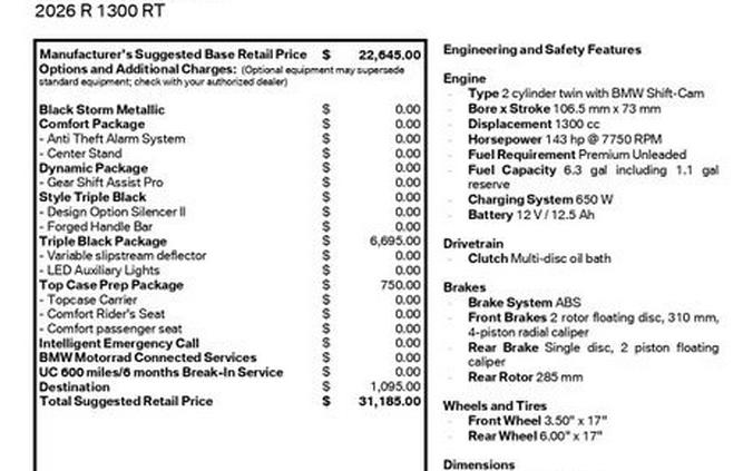 New 2026 BMW R 1300 RT