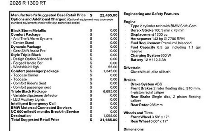 New 2026 BMW R 1300 RT
