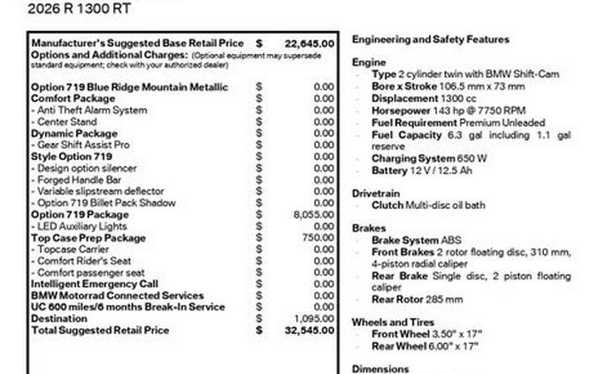 New 2026 BMW R 1300 RT