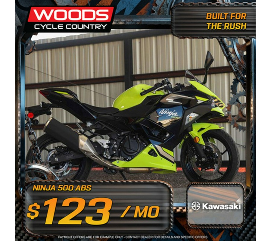 2026 Kawasaki Ninja 500 ABS Metallic Yellowish GreenEbony