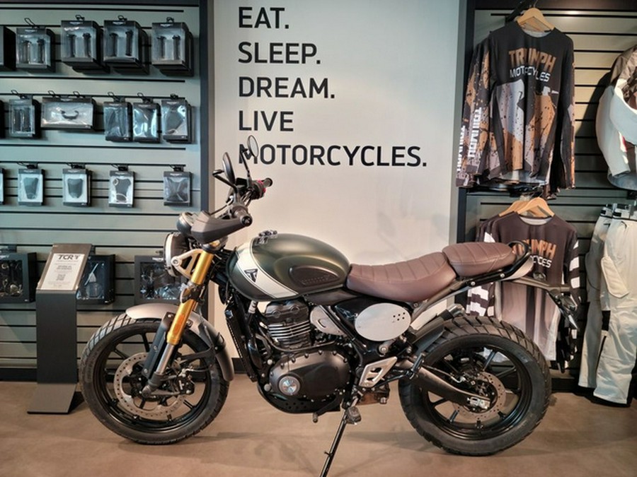 2024 Triumph Scrambler 400 X Matte Khaki Green / Fusion White