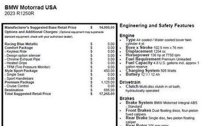 2023 BMW R 1250 R Sport