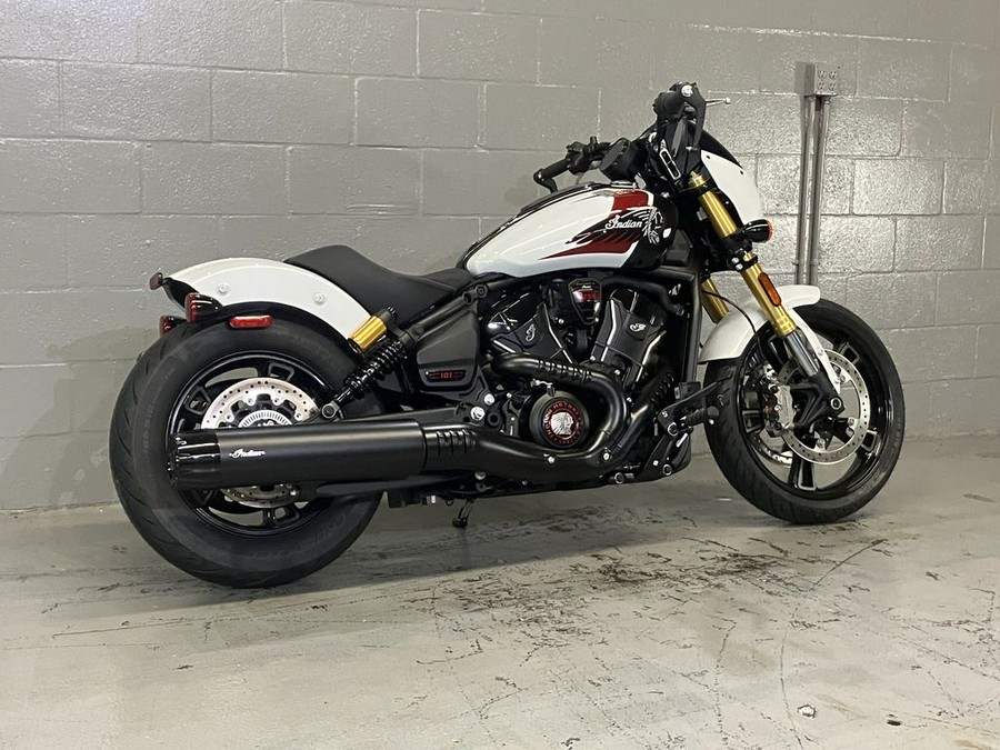 2025 Indian Motorcycle® 101 Scout® Ghost White Metallic with Graphics