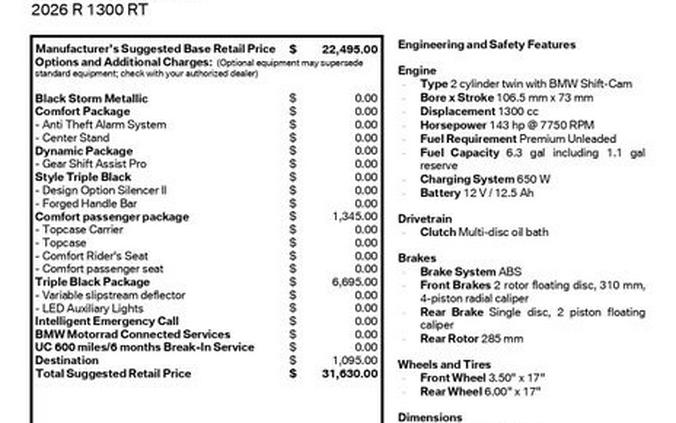 New 2026 BMW R 1300 RT