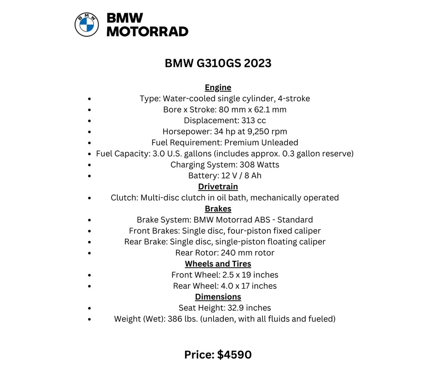2023 BMW G 310 GS