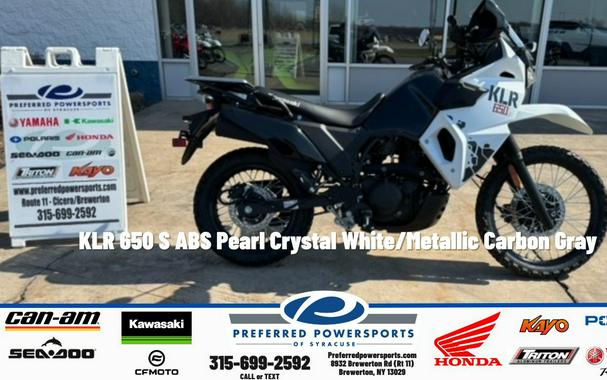 2025 Kawasaki KLR 650 S ABS Pearl Crystal White/Metallic Carbon Gray