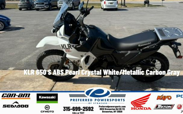 2025 Kawasaki KLR 650 S ABS Pearl Crystal White/Metallic Carbon Gray