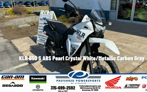 2025 Kawasaki KLR 650 S ABS Pearl Crystal White/Metallic Carbon Gray