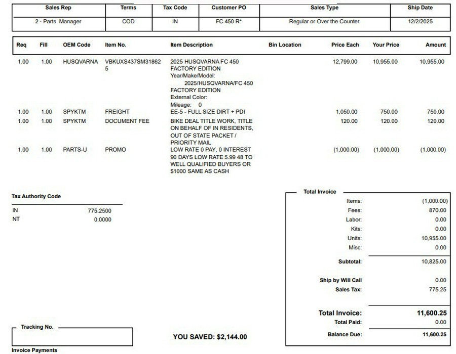 2025 Husqvarna Motorcycles FC 450 Rockstar Edition