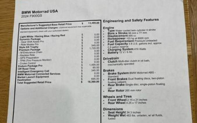 2024 BMW F 900 GS GS Trophy