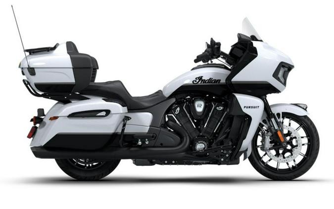 2026 Indian Motorcycle® Pursuit® Dark Horse® 112 w/ PowerBand Audio Ghost White Metallic with Black
