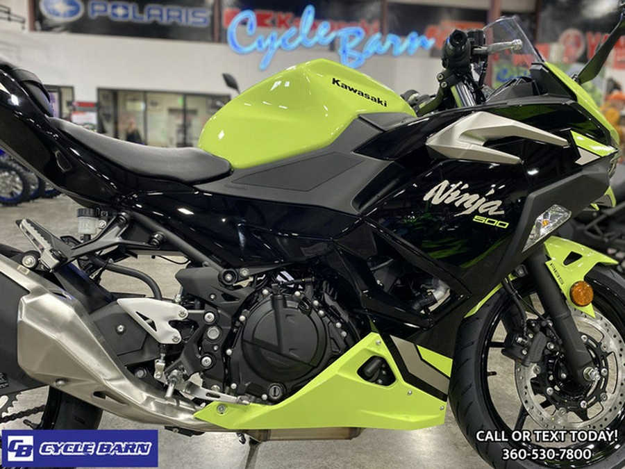 2026 Kawasaki Ninja 500 ABS Metallic Yellowish GreenEbony