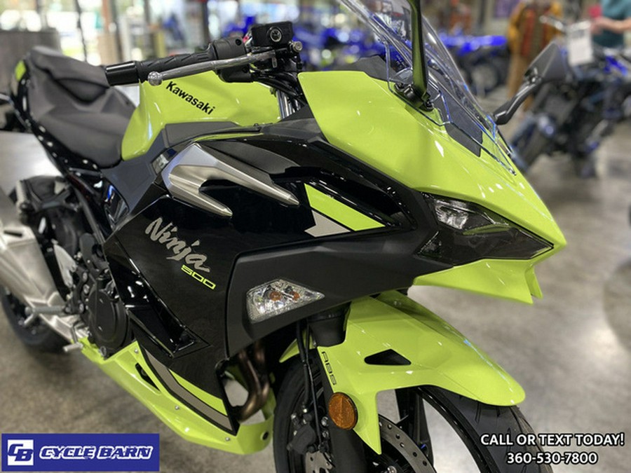2026 Kawasaki Ninja 500 ABS Metallic Yellowish GreenEbony
