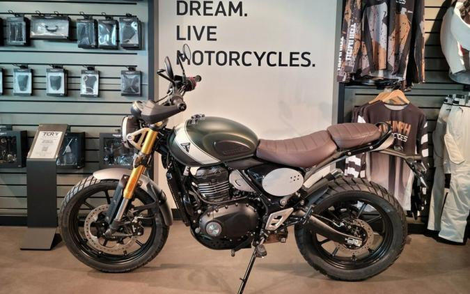 2024 Triumph Scrambler 400 X Matte Khaki Green / Fusion White