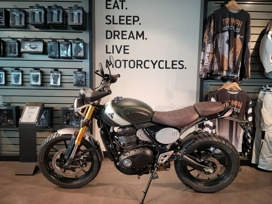 2024 Triumph Scrambler 400 X Matte Khaki Green / Fusion White