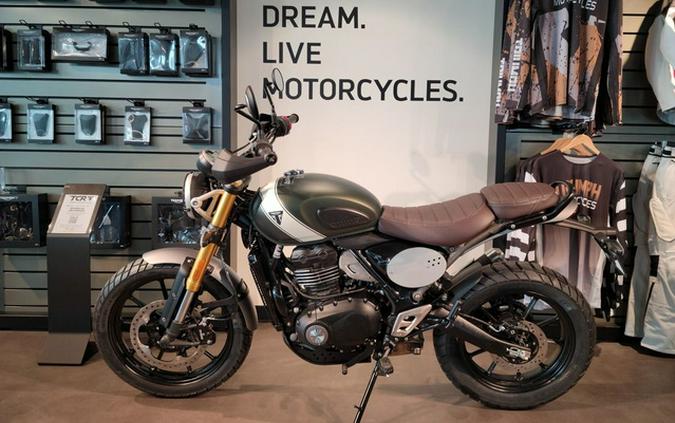 2024 Triumph Scrambler 400 X Matte Khaki Green / Fusion White