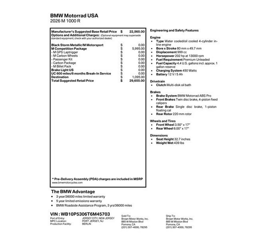 New 2026 BMW M 1000 R