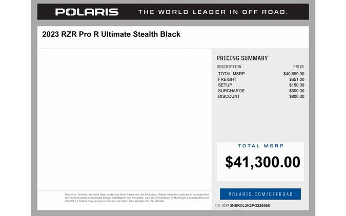 2023 Polaris Industries RZR Pro R Ultimate Stealth Black