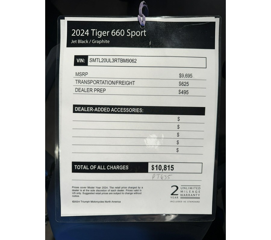 2024 Triumph Tiger Sport 660 - JET BLACK - GRAPHITE