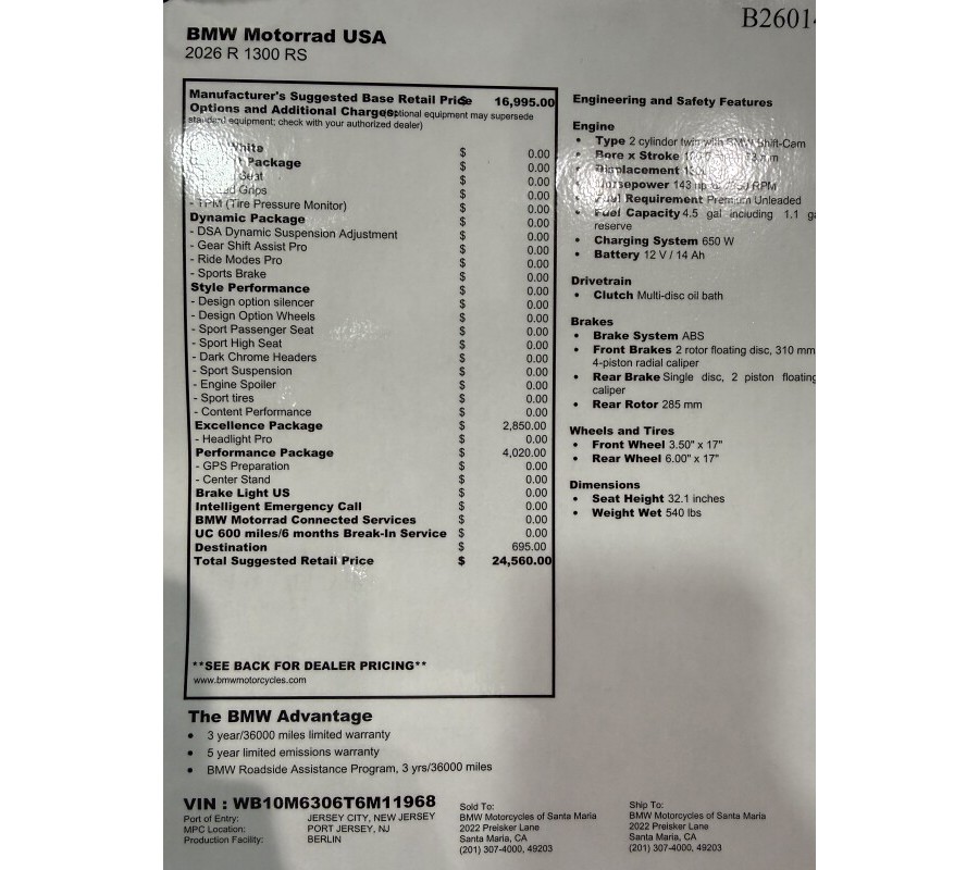 2026 BMW Motorrad R 1300 RS Light White