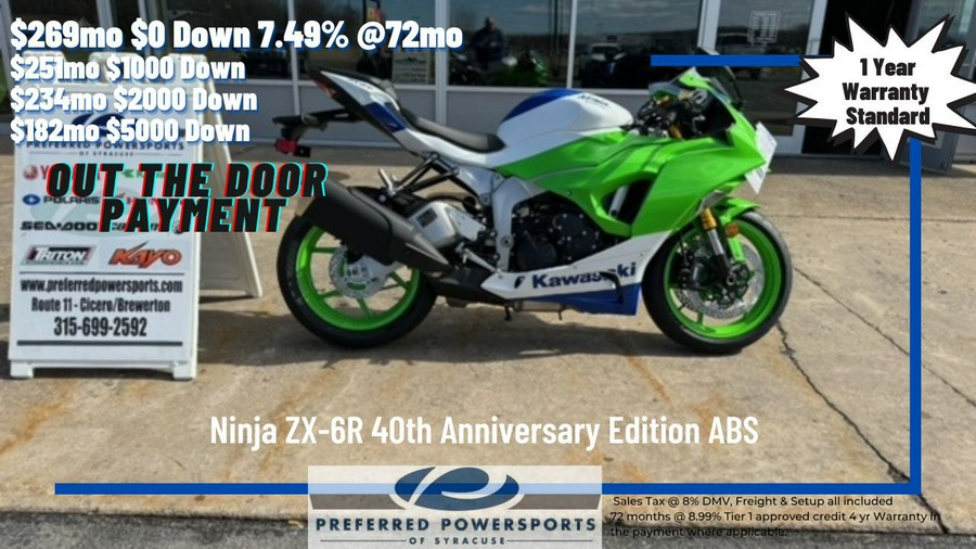 2024 Kawasaki Ninja ZX-6R 40th Anniversary Edition ABS Lime Green/Pearl Crystal White/Blue