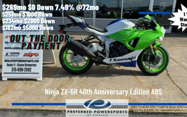 2024 Kawasaki Ninja ZX-6R 40th Anniversary Edition ABS Lime Green/Pearl Crystal White/Blue
