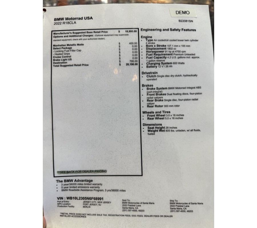 2022 BMW Motorrad R 18 Classic Manhattan Metallic Matte
