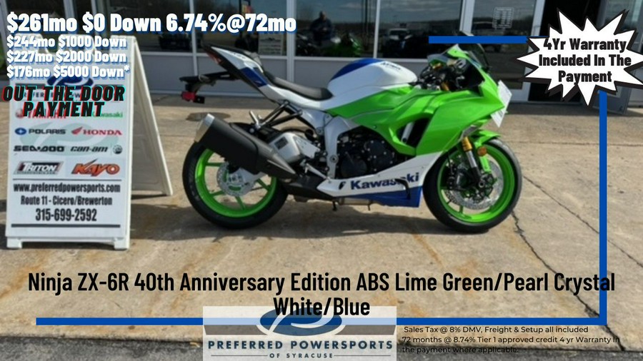 2024 Kawasaki Ninja ZX-6R 40th Anniversary Edition ABS Lime Green/Pearl Crystal White/Blue