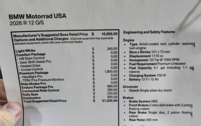 2026 BMW Motorrad R 12 G/S