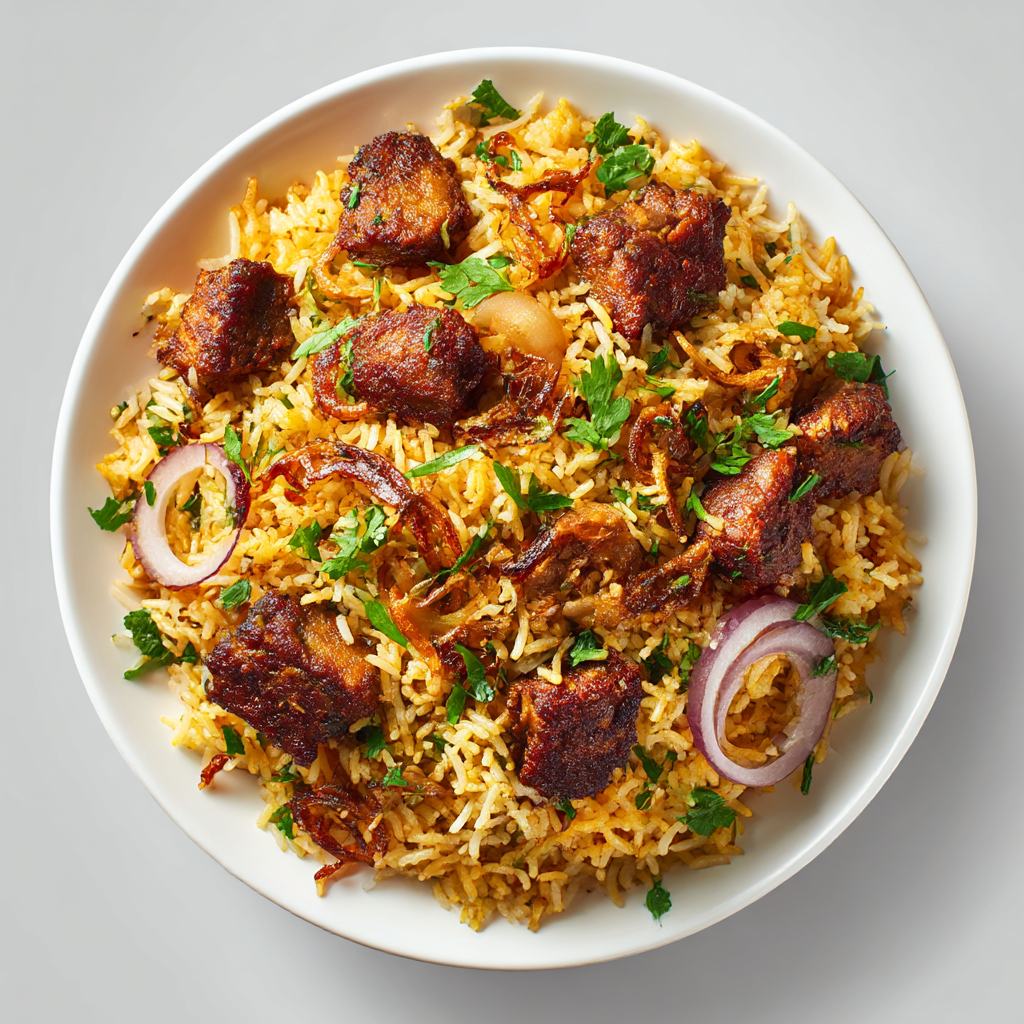 Boneless Mutton Fry Dum Biryani