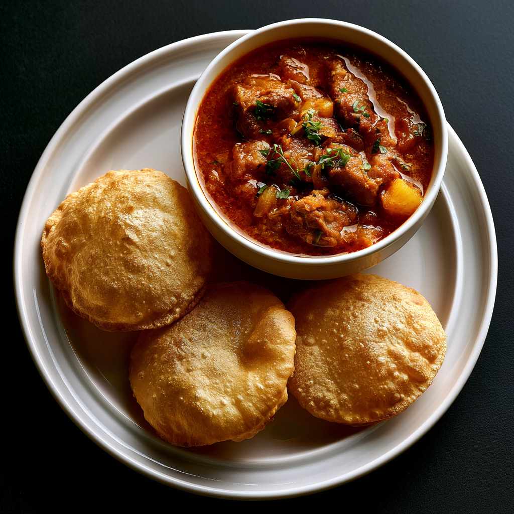 Poori (3 Pieces) + Chicken Curry from Jatara Indian Kitchen in Prosper, TX