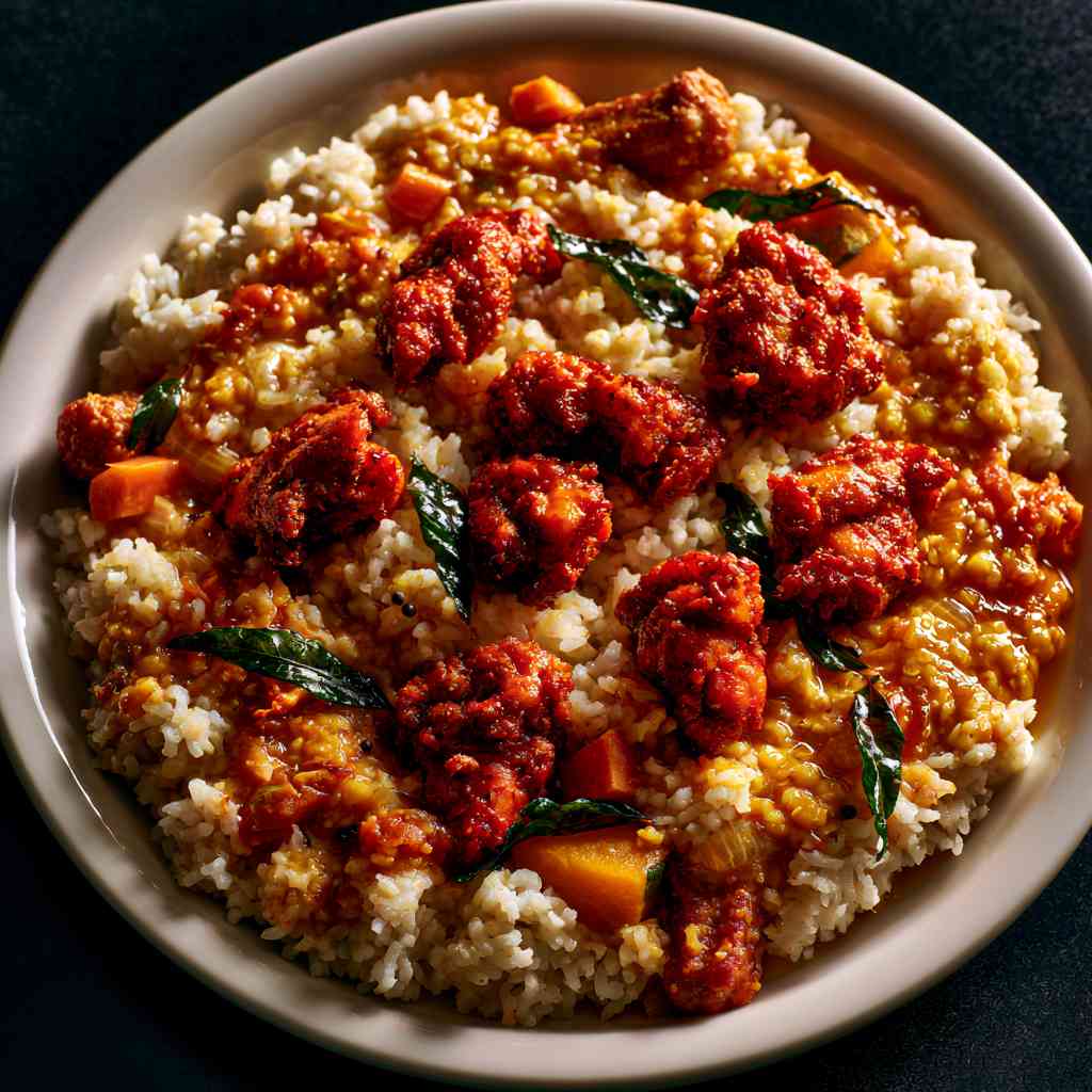 Sambar Rice With Chicken 65