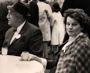 Photograph of Lee Gatch and Elsie Driggs at the American Institute of Arts and Letters, 1967. James A. Michener Art Museum archives.