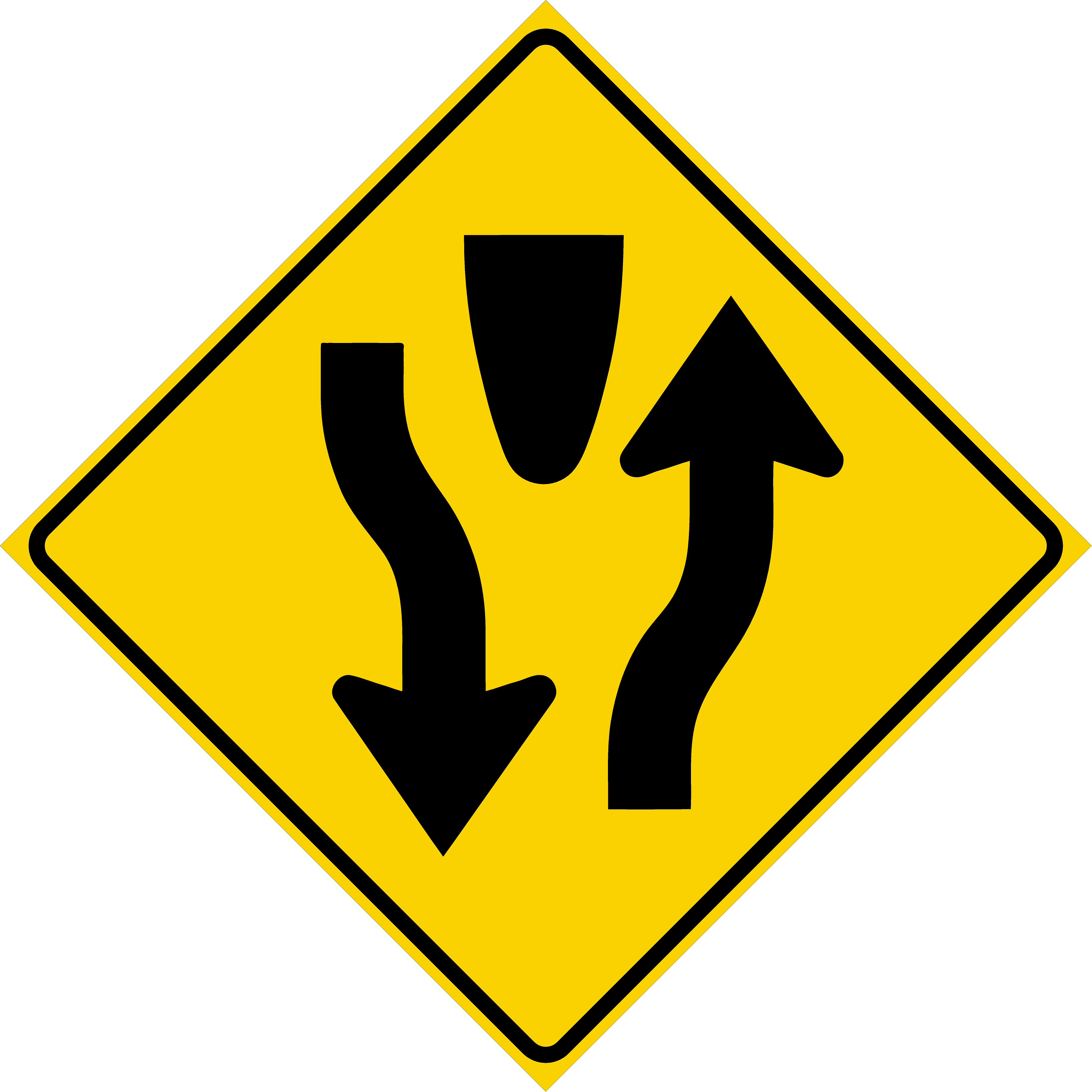 Divided highway sign