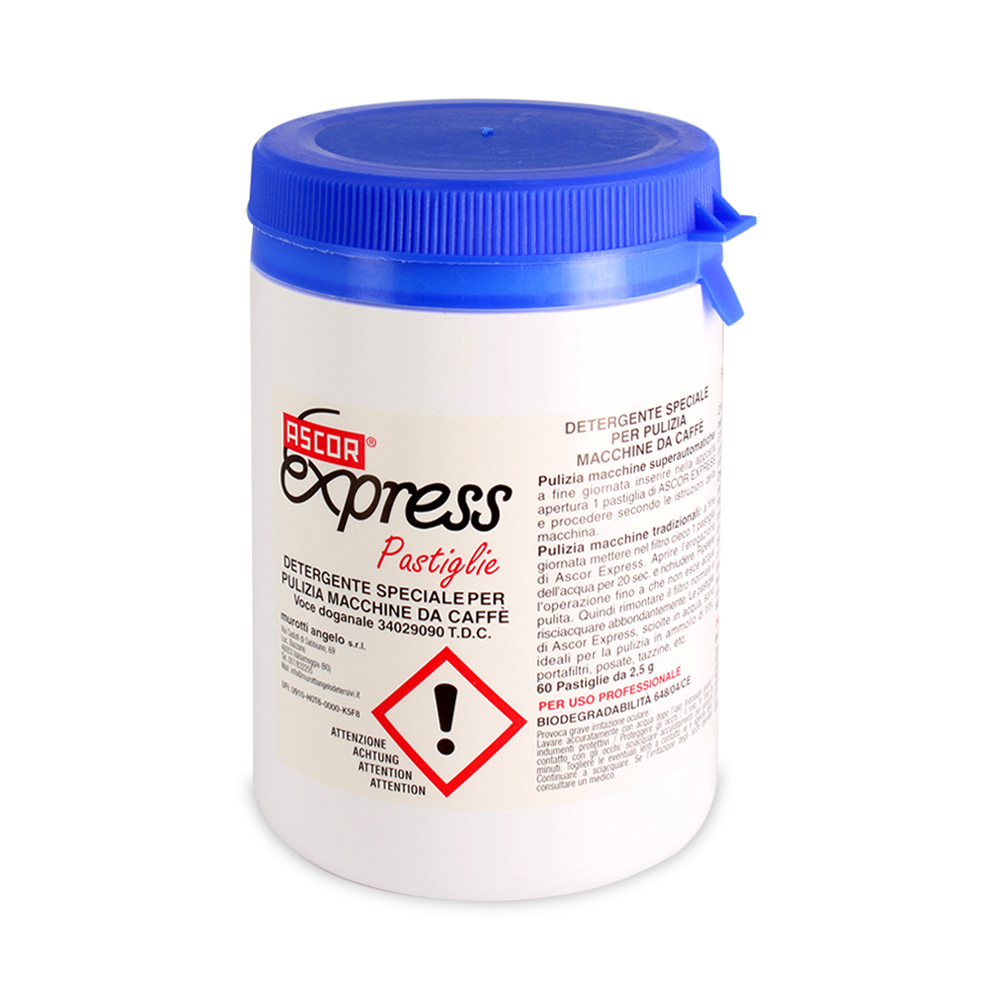 Detergente pastiglie 2,5gr in barattolo da 60 pastiglie per pulizia gruppi caffè