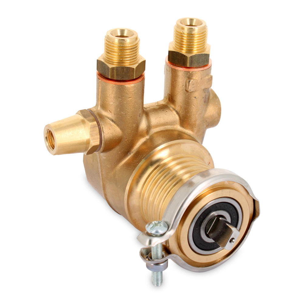 Pompa rotativa in ottone attacchi 3/8 gas, attacco manometro Ø1/8 femmina,  atta