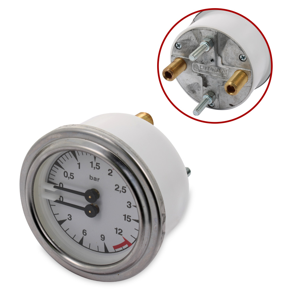 Manometro caldaia corpo Ø63mm 0÷3/0÷15Bar attacco Ø 1/8m