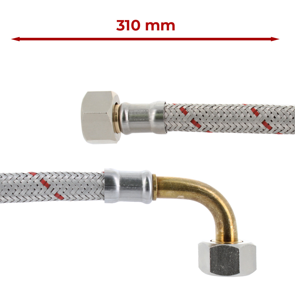 Tubo carico acqua lunghezza 310mm trecciato inox Ø3/8Fc CFc
