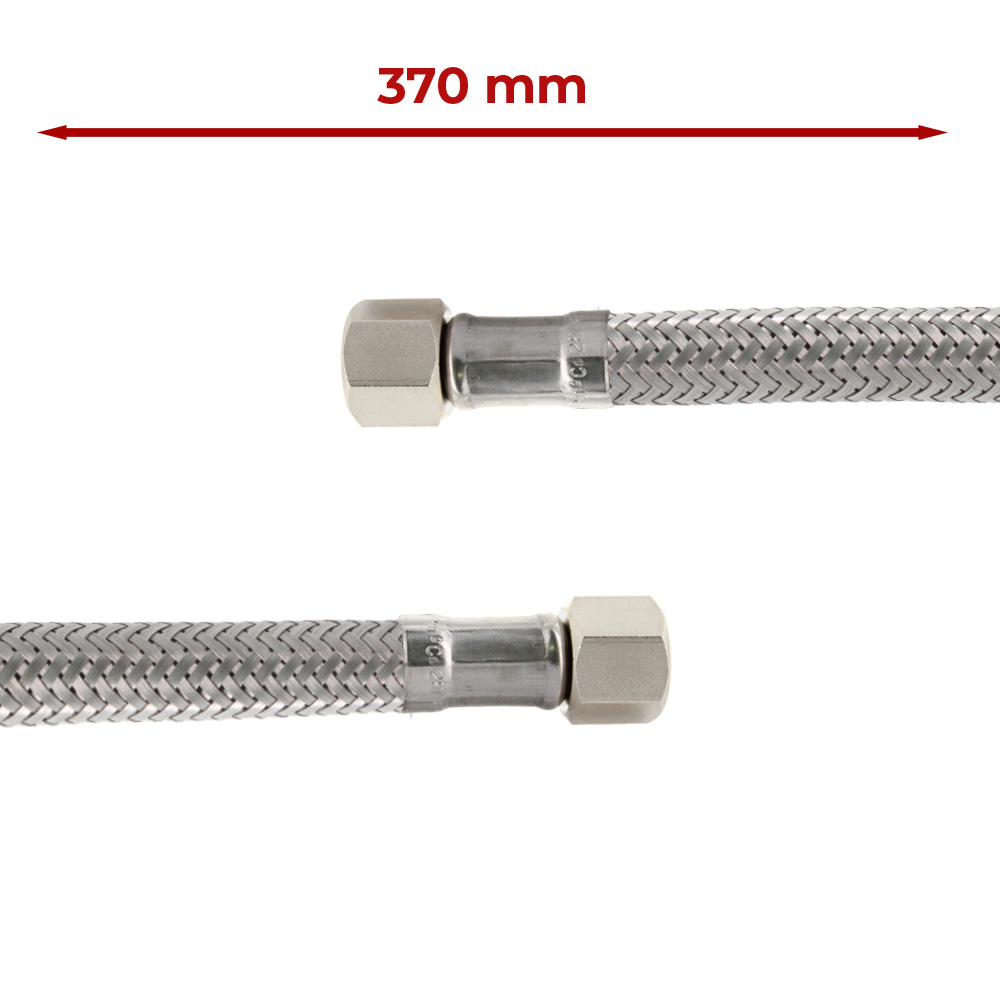 Tubo carico acqua lunghezza 370mm trecciato inox Ø1/8Fc Fc