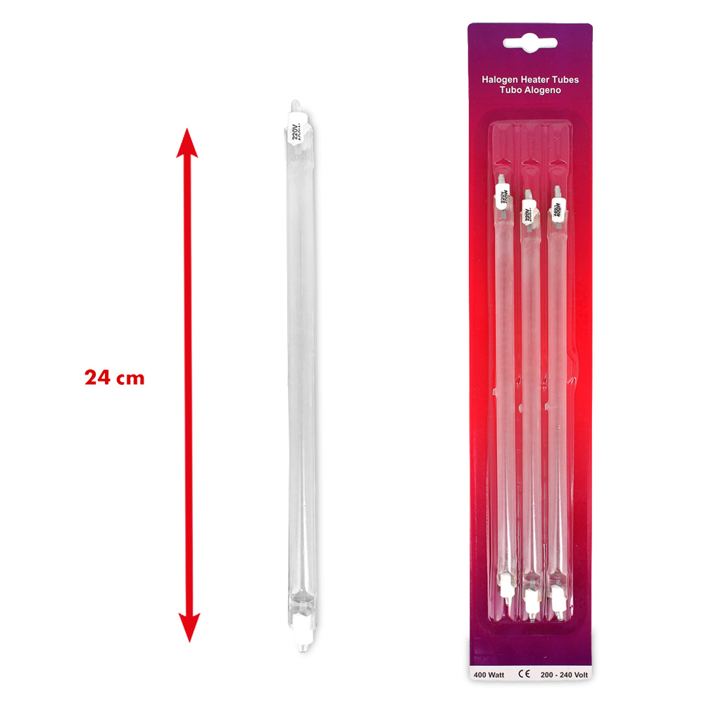 Tubo alogeno 400w 220v lunghezza 24 cm