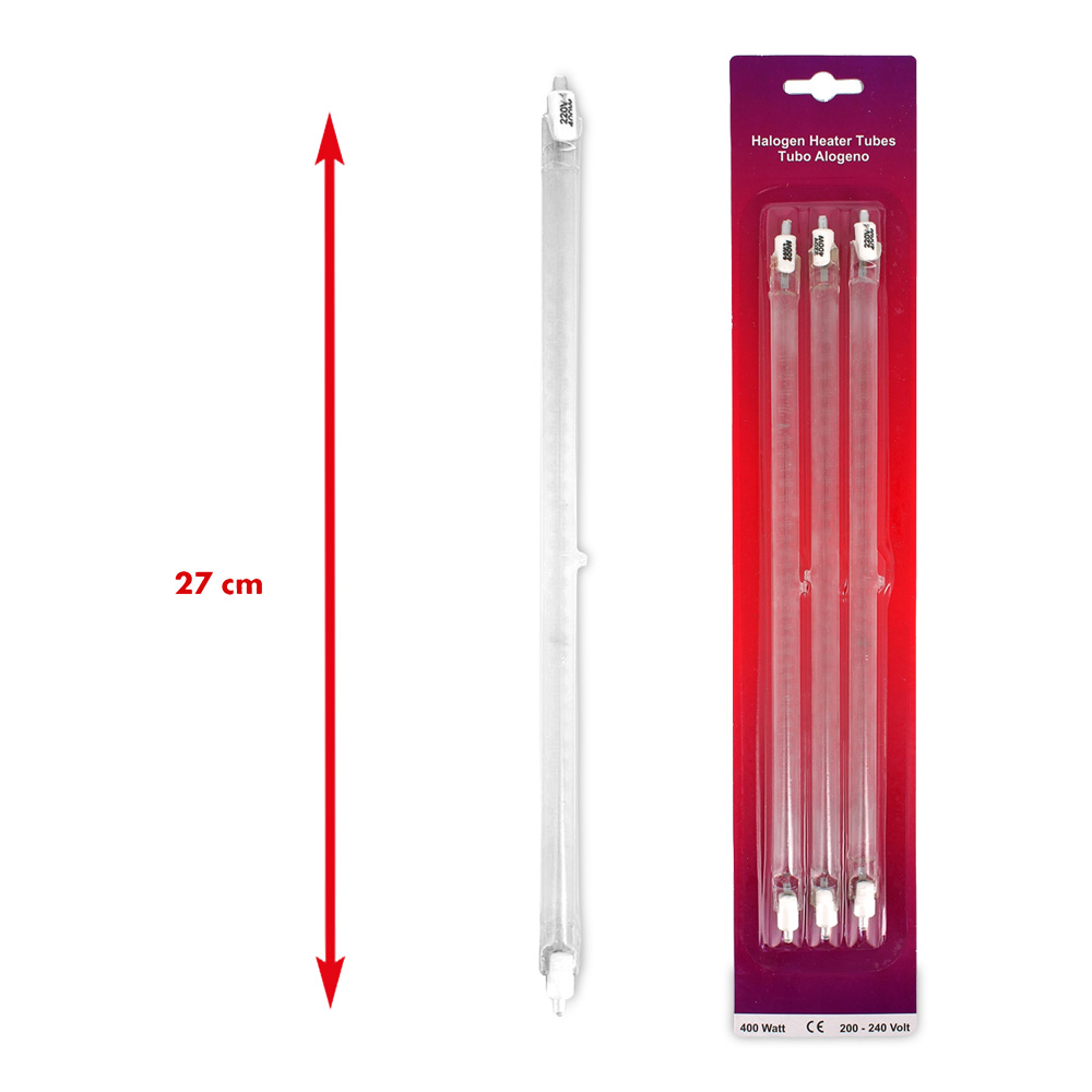 Tubo alogeno 400w 220v lunghezza 27 cm