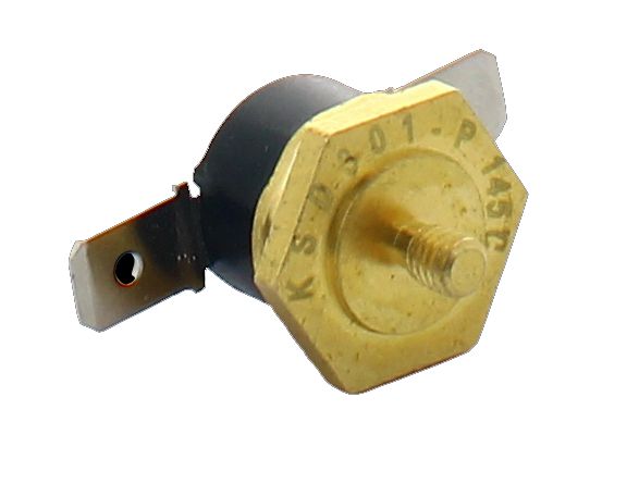 Termostato scatto fisso n.c. 145°c fondello vite m 4 faston orizzonatali 6,3mm a